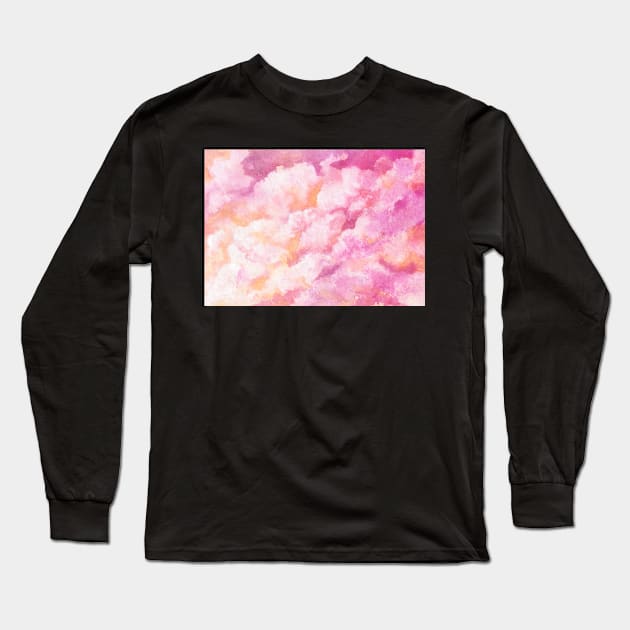 Bright Pink Clouds Long Sleeve T-Shirt by Cordata